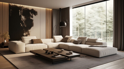 modern living room with sofa, Generative Ai