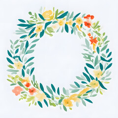 Fototapeta na wymiar Pink and Green Floral Wreath wedding flower Illustration
