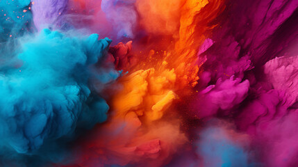 Naklejka na ściany i meble Close-up of color powder marathon