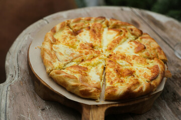 Traditional homemade cheese pie or pizza