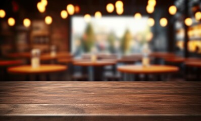Fototapeta This stunning coffee shop photograph featuring a cozy shelf and table setup, perfect for a cafe or restaurant decor. The bokeh effect in the background adds a touch of magic to the scene obraz