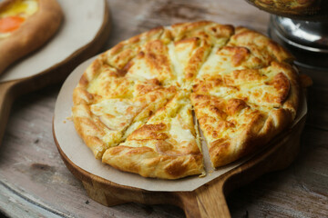 Traditional homemade cheese pie or pizza