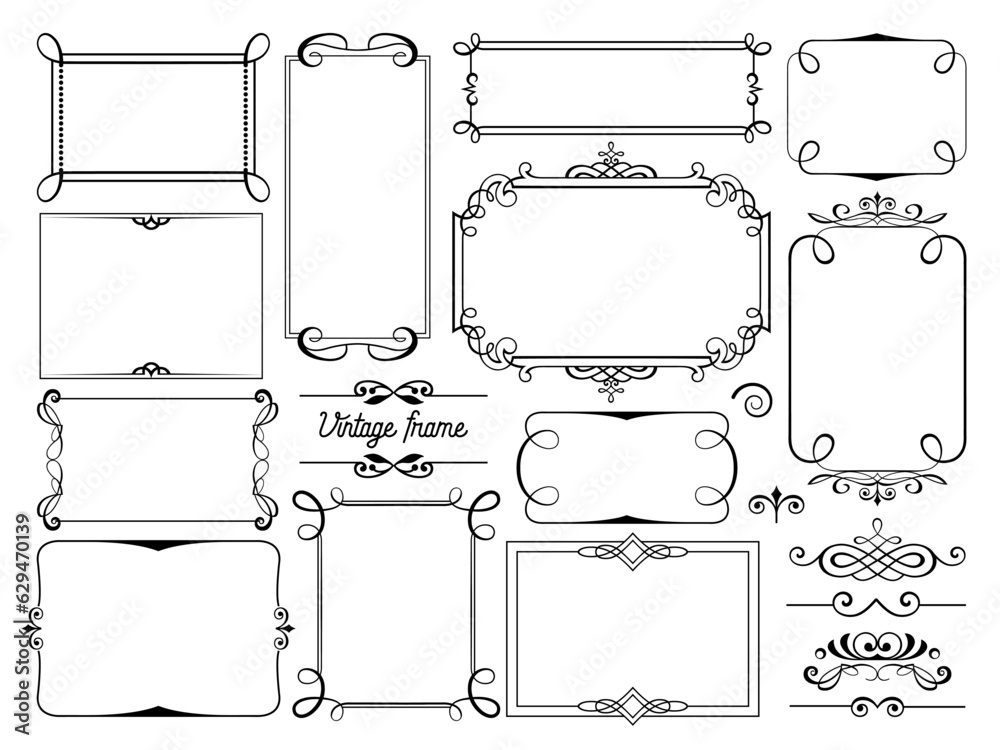 Wall mural big set template of vector decorative vintage frames, borders of rectangular shape. old backgrounds