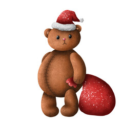Christmas bear with a gift