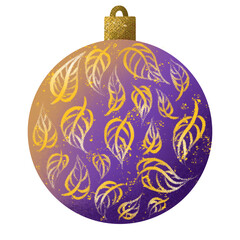 purple Christmas ball isolated on white background