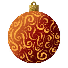 red Christmas ball isolated on white background