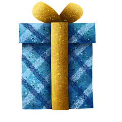 blue gift box with ribbon