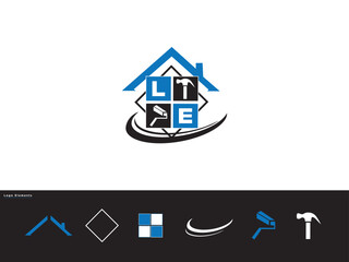 Construction Le Business Logo, Initial Building Le Logo Letter - obrazy, fototapety, plakaty