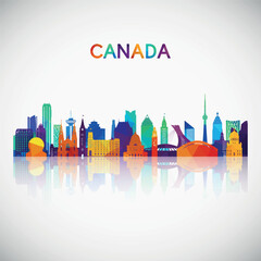 Canada skyline silhouette in colorful geometric style. Symbol for your design. Vector illustration.