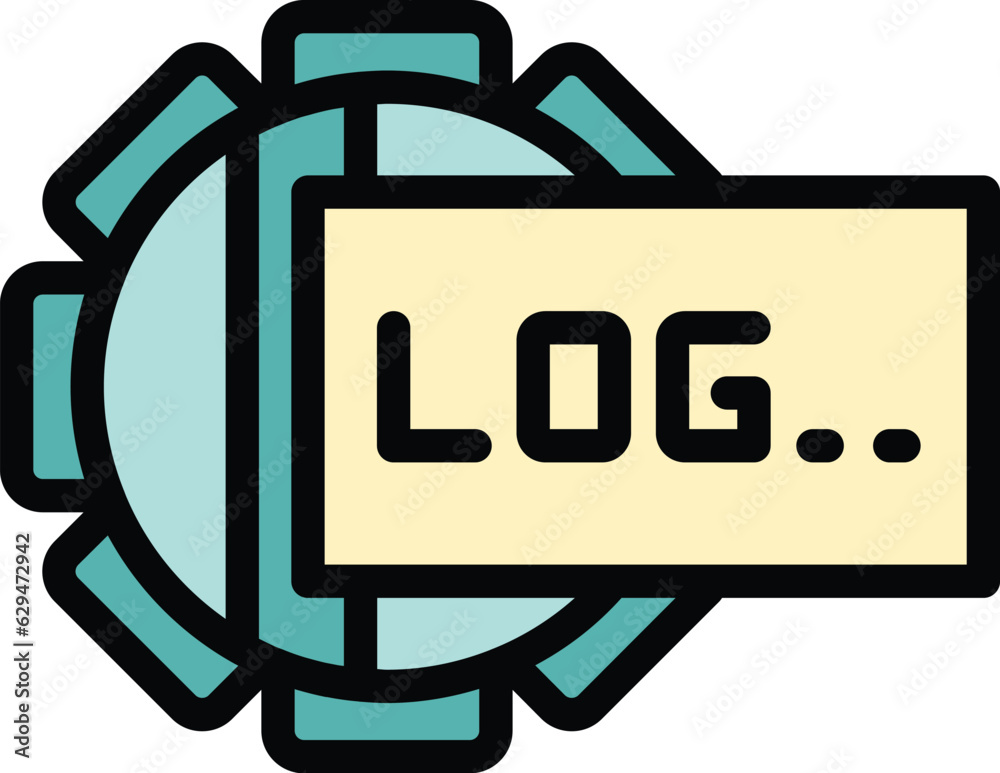 Poster log user icon outline vector. online web. new password color flat