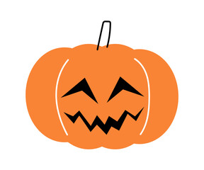 Halloween pumpkin . Jack o'lantern . Flat design . Isolated white background . Vector .