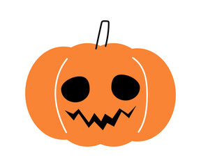 Halloween pumpkin . Jack o'lantern . Flat design . Isolated white background . Vector .