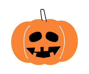 Halloween pumpkin . Jack o'lantern . Flat design . Isolated white background . Vector .