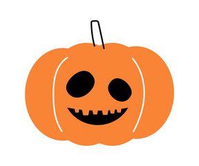 Halloween pumpkin . Jack o'lantern . Flat design . Isolated white background . Vector .