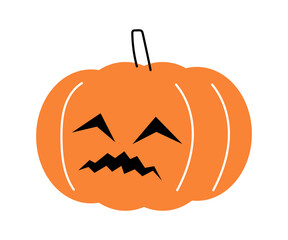 Halloween pumpkin . Jack o'lantern . Flat design . Isolated white background . Vector .