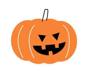 Halloween pumpkin . Jack o'lantern . Flat design . Isolated white background . Vector .