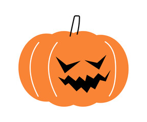 Halloween pumpkin . Jack o'lantern . Flat design . Isolated white background . Vector .