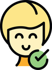 Approved avatar icon outline vector. New login. Register user color flat