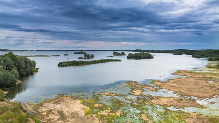 Islands on Lake Mietkowskie, Lower Silesian Voivodeship. - 629474360