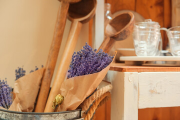 Fototapeta na wymiar Dry bouquets of lavender flowers.