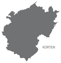 Kuerten German city map grey illustration silhouette shape