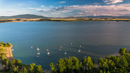 Mietkowski Lagoon at sunset, Lower Silesian Voivodeship. - 629476198