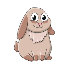 Lop eared rabbit. Cartoon illustration