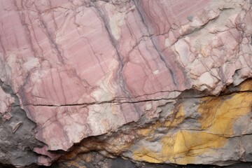 Naklejka premium very small area of ​​stone with a small imprint and thin brown lines, in the style of richly detailed backgrounds, dark yellow and light pink, organic material, industrial materials, crumpling, use of