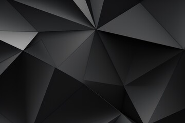 Fototapeta premium A close-up of a three-dimensional geometric pattern made up of various polygonal shapes in black. The figures are arranged in an abstract, angular composition that creates a sense of depth and texture