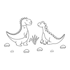 Hand drawn vector illustration of dinosaur,