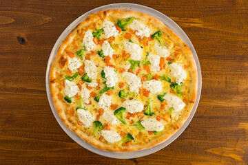 White pizza with broccoli and fresh ricotta