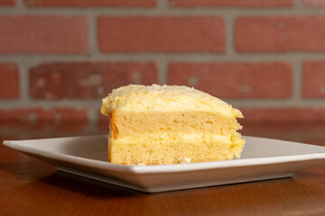 Slice of limoncello cake