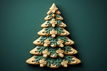 concept christmas new year gingerbread in the shape of a fir tree