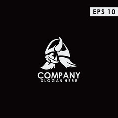 Viking Head Logo Design Template. Modern Design. Flat Logo. Vector Illustration