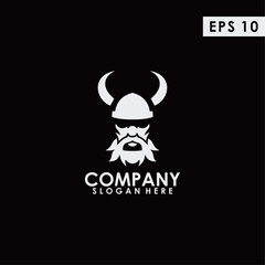 Viking Head Logo Design Template. Modern Design. Flat Logo. Vector Illustration