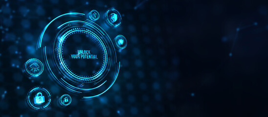 Internet, business, Technology and network concept. Cyber security data protection business technology privacy concept. 3d illustration. Unlock your potential