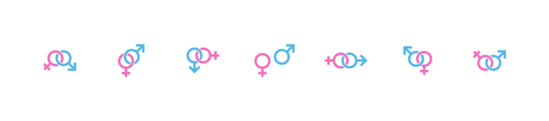 Male and female symbols, icon set. Man and Woman. Gender icon. Vector EPS 10