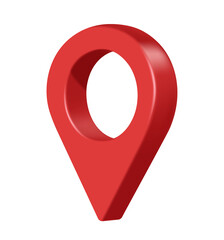 red pin location side view on transparent background