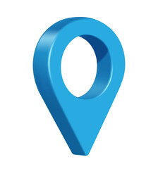 blue pin location side view on transparent background