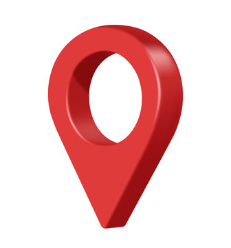 red pin location side view on transparent background