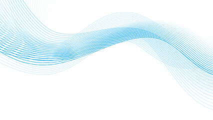 Vector wavy background. Abstract blue lines on white backdrop. Editable stroke - obrazy, fototapety, plakaty