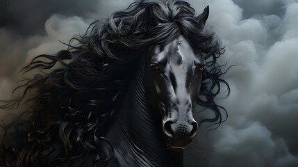 Obraz na płótnie Canvas portrait of a horse in the clouds