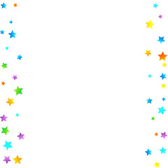 Obraz premium Rainbow Festive Confetti. Carnival Star Falling.