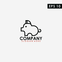 Line Of Pig Logo Design. Pig Logo Template. Modern Design. Flat Logo. Vector Illustration
