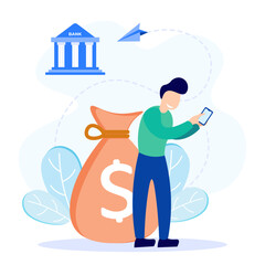 Illustration vector graphic cartoon character of bank