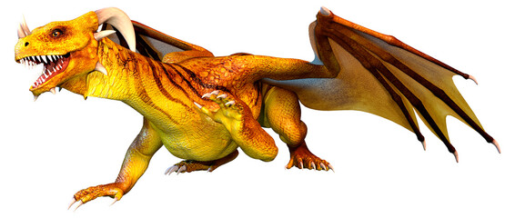 3D Rendering Fairy Tale Dragon on White