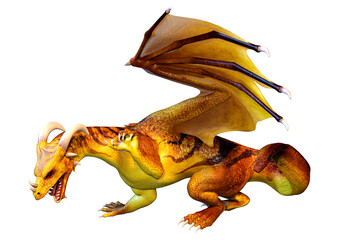 3D Rendering Fairy Tale Dragon on White