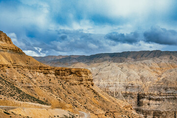 Breathtaking Landscape of Upper Mustang Desert Landscape alongside Kaligandaki River in Nepal