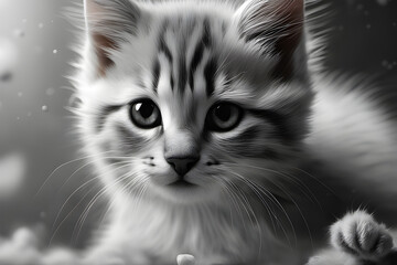 Fototapeta premium a close-up kitten's face. Generative AI.