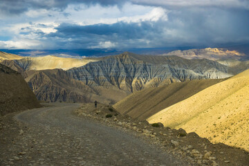 Beautiful Sunset in the Desert of Tibetan Influenced Upper Mustang in the HImalayas of Nepal
